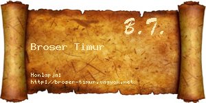Broser Timur névjegykártya